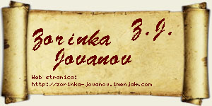 Zorinka Jovanov vizit kartica